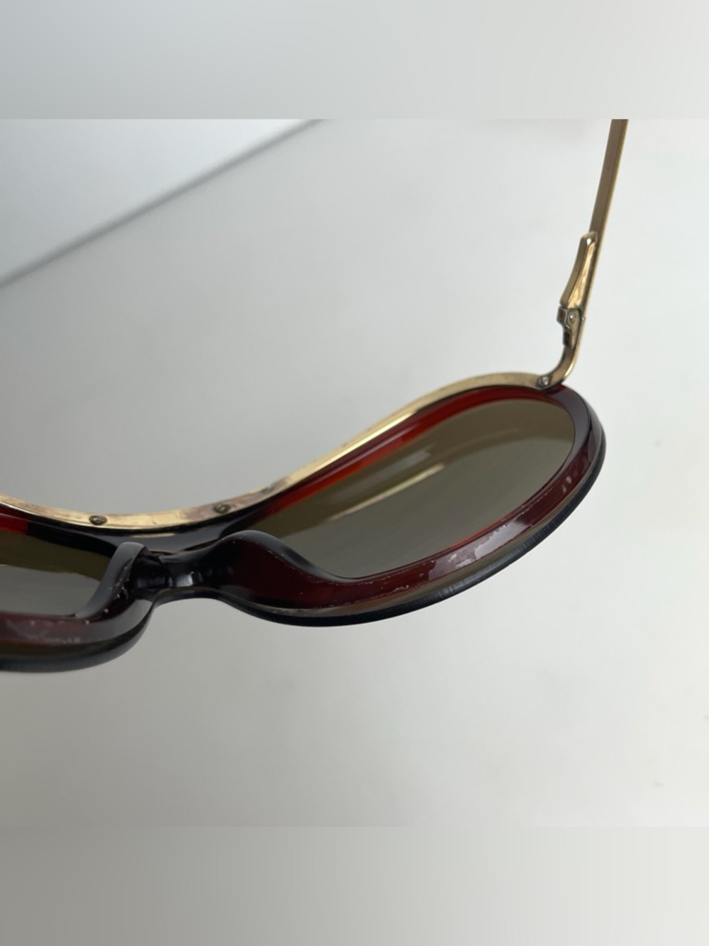 Vintage Y2K CHANEL 6006 Gold Shield Aviator Brown Lens Sunglasses Italy Unisex - Picture 9 of 16